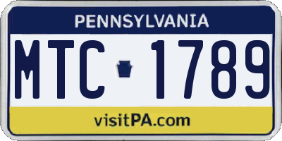 PA license plate MTC1789