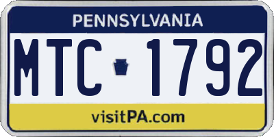 PA license plate MTC1792