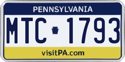 PA license plate MTC1793