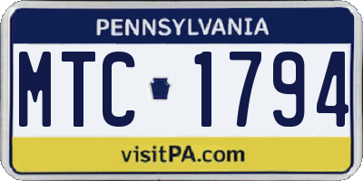 PA license plate MTC1794