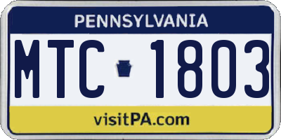 PA license plate MTC1803