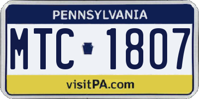PA license plate MTC1807