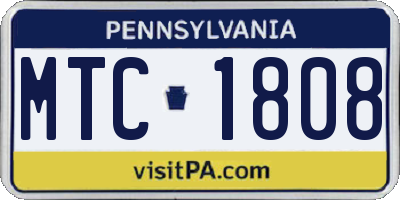 PA license plate MTC1808