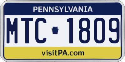 PA license plate MTC1809