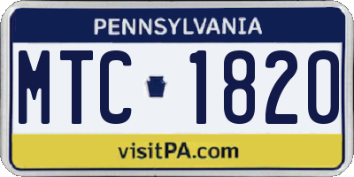 PA license plate MTC1820