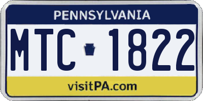 PA license plate MTC1822