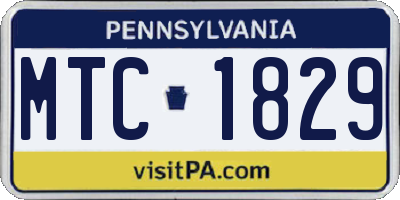 PA license plate MTC1829