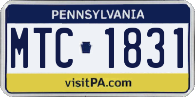 PA license plate MTC1831