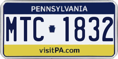 PA license plate MTC1832