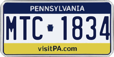 PA license plate MTC1834