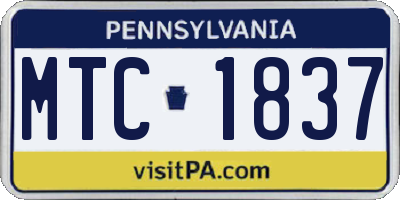 PA license plate MTC1837
