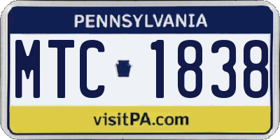 PA license plate MTC1838