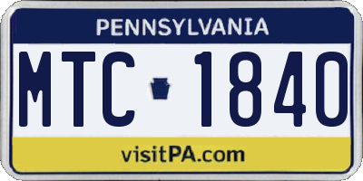 PA license plate MTC1840