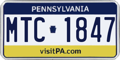 PA license plate MTC1847