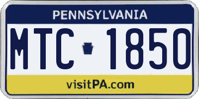PA license plate MTC1850