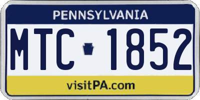 PA license plate MTC1852