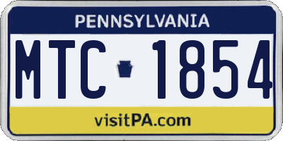 PA license plate MTC1854