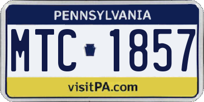 PA license plate MTC1857