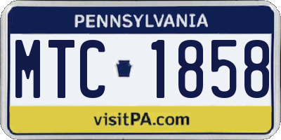 PA license plate MTC1858
