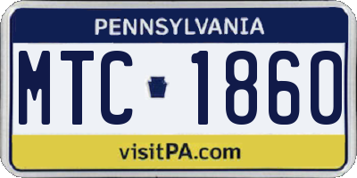 PA license plate MTC1860