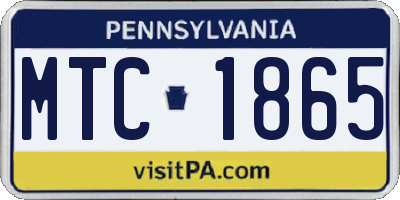 PA license plate MTC1865