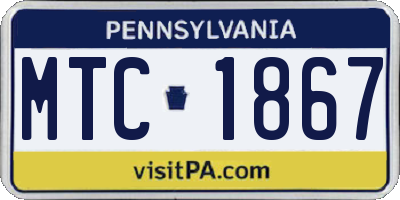 PA license plate MTC1867