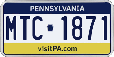 PA license plate MTC1871