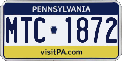 PA license plate MTC1872