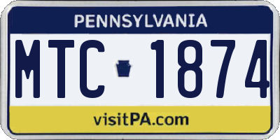 PA license plate MTC1874