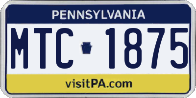 PA license plate MTC1875