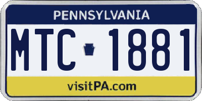 PA license plate MTC1881