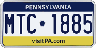 PA license plate MTC1885
