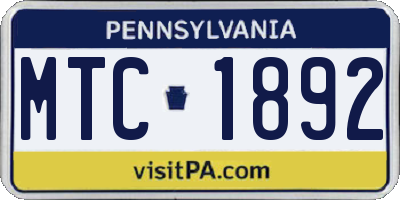 PA license plate MTC1892