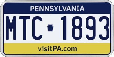 PA license plate MTC1893