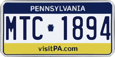 PA license plate MTC1894