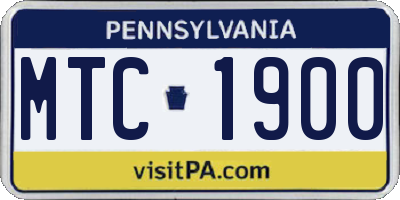 PA license plate MTC1900