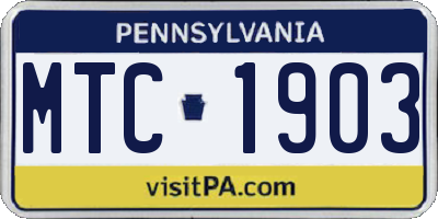 PA license plate MTC1903