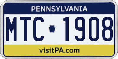 PA license plate MTC1908