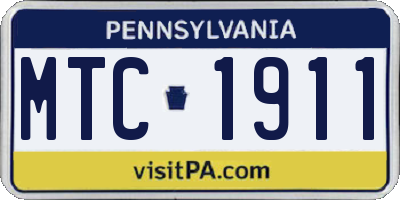 PA license plate MTC1911