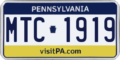 PA license plate MTC1919