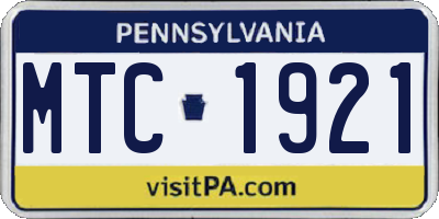 PA license plate MTC1921