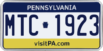 PA license plate MTC1923