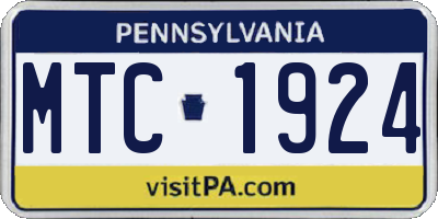 PA license plate MTC1924