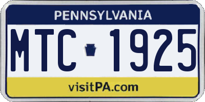 PA license plate MTC1925