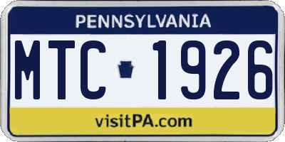 PA license plate MTC1926