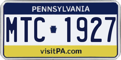 PA license plate MTC1927