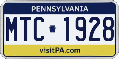 PA license plate MTC1928