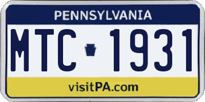 PA license plate MTC1931