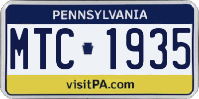 PA license plate MTC1935