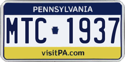 PA license plate MTC1937